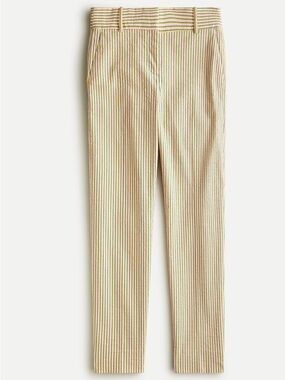 J. Crew Cream pants with Pink, Yellow, Green and Blue Stripes